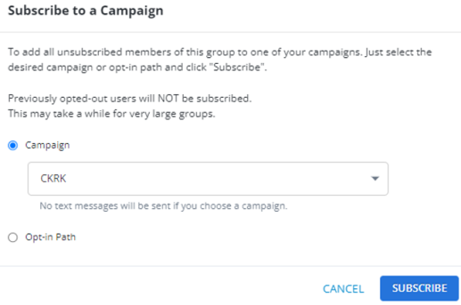 subscribe to a campaign modal